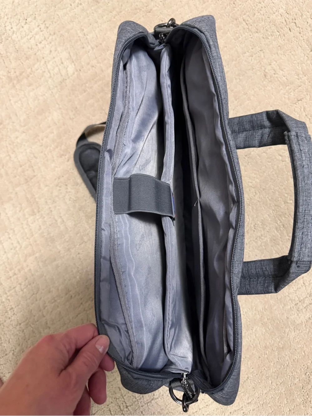 Grey Tech Briefcase Shoulder Bag